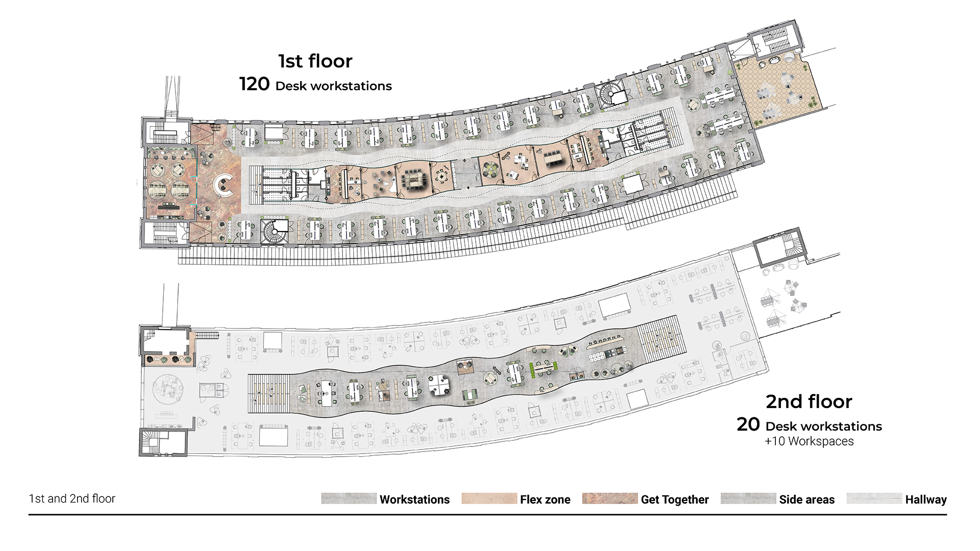Floor plan of the office space on the ground floor of the Eingangspackkammer at Postbahnhof